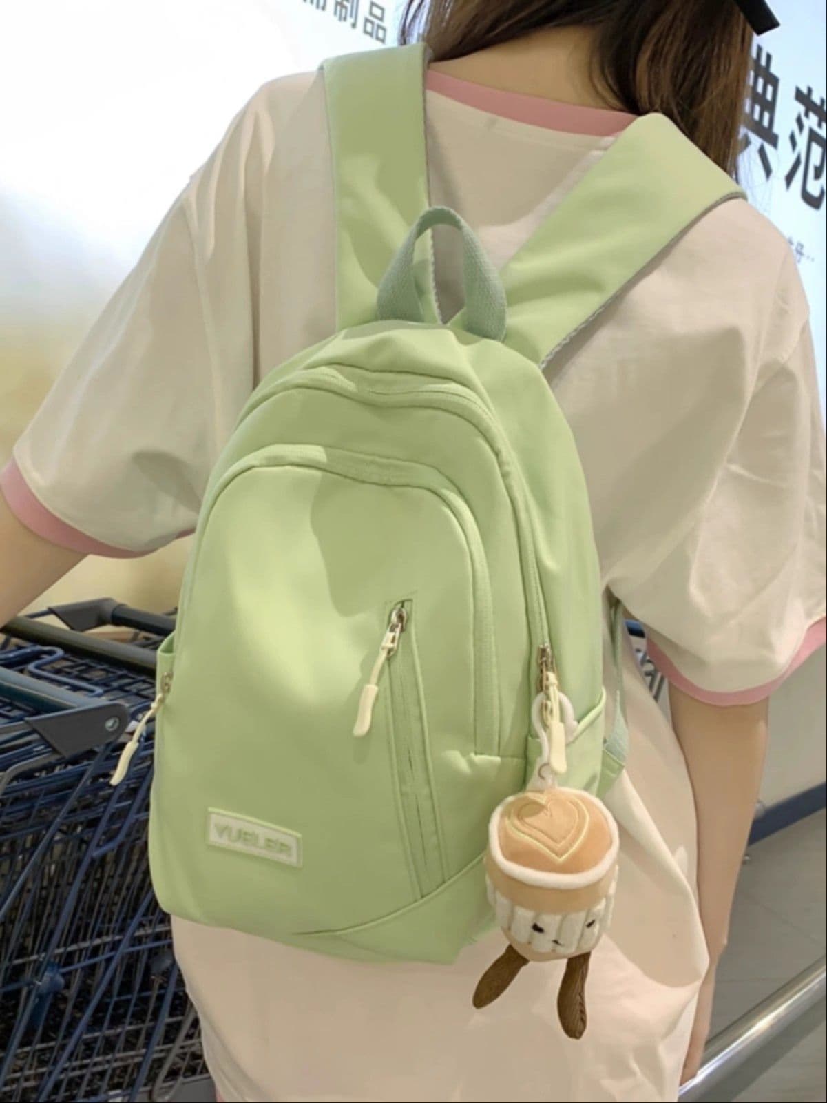 レディースリュック 可愛いぬいぐるみチャーム付き多機能バックパック
